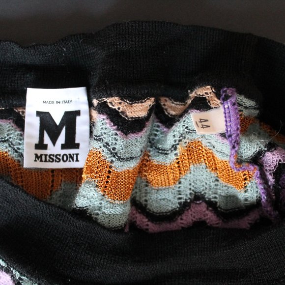 M Missoni Merino Wool Blend Zip Zag Long Sleeve Tunic Knit Top Size EU 44 - Picture 7 of 8